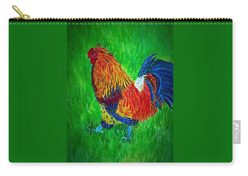 Rooster Zip Pouch featuring the painting Strutting Batam Rooster by Anne Sands