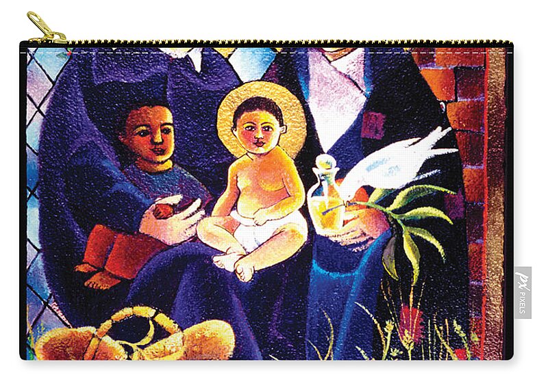 Sts. Vincent And Louise Zip Pouch featuring the painting Sts. Vincent and Louise - MMSVL by Br Mickey McGrath OSFS
