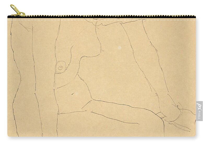 Klimt Zip Pouch featuring the drawing Study of a Female Nude by Gustav Klimt