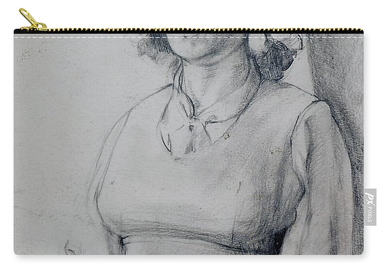 Study Zip Pouch featuring the drawing Study of a Seated Girl. by Harry Robertson