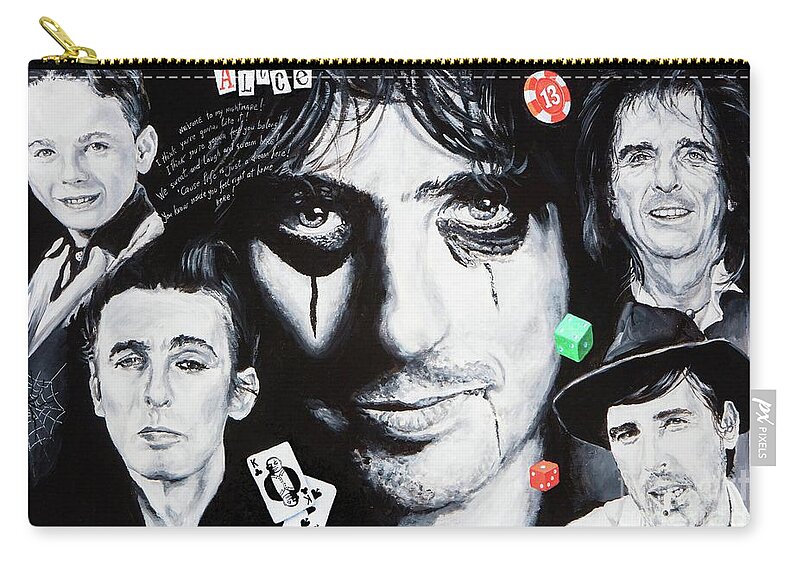 Alice Cooper Zip Pouch featuring the painting Study of Alice by Igor Postash