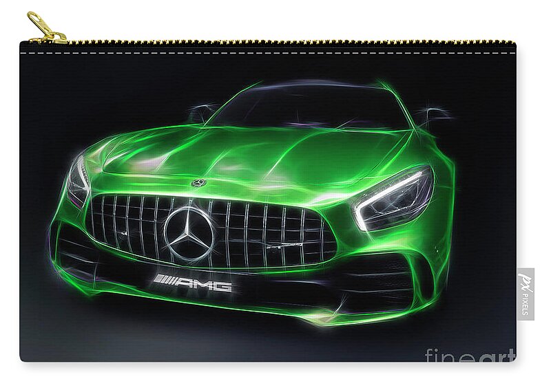 Mercedes-benz Zip Pouch featuring the photograph Stylized illustration 2017 Mercedes AMG GT R Coupe sports car by Maxim Images Exquisite Prints