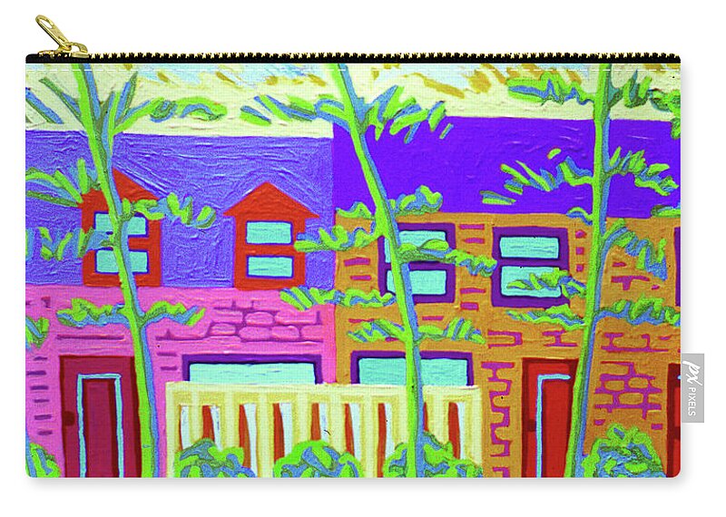 Colorful Suburbs Carry-all Pouch featuring the painting Suburban Walls by Rod Whyte