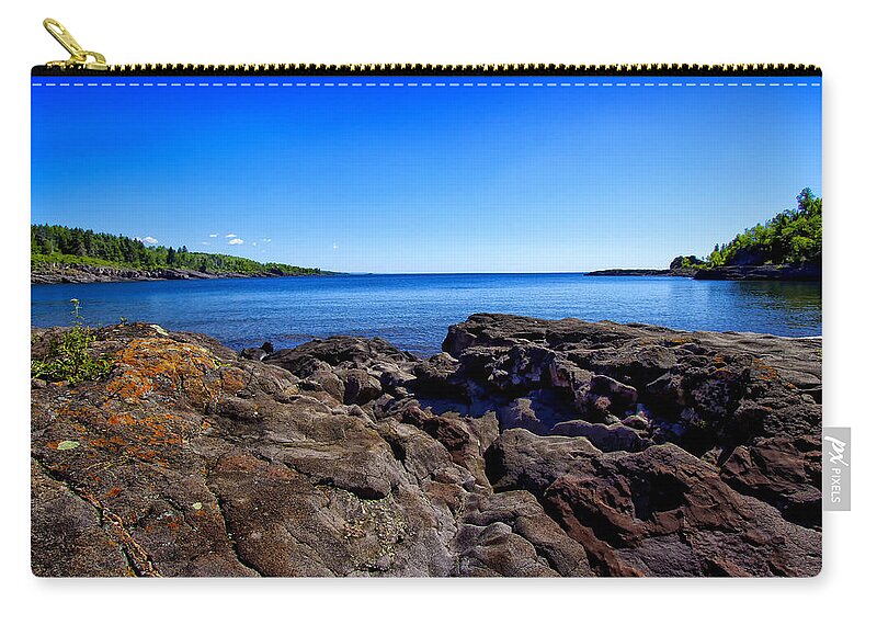 Sugarloaf Cove Minnesota Zip Pouch featuring the photograph Sugarloaf Cove From Rock Level by Bill and Linda Tiepelman