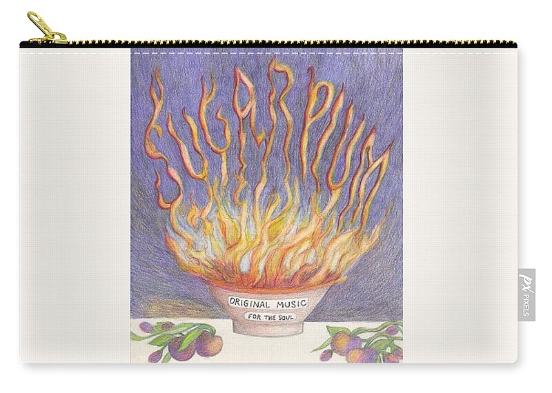 #sugarplumtheband #musicandart #posterart #coolart #bandart #abstractartforsale #camvasartprints #originalartforsale #abstractartpaintings Zip Pouch featuring the drawing Sugarplum Fire by Cynthia Silverman