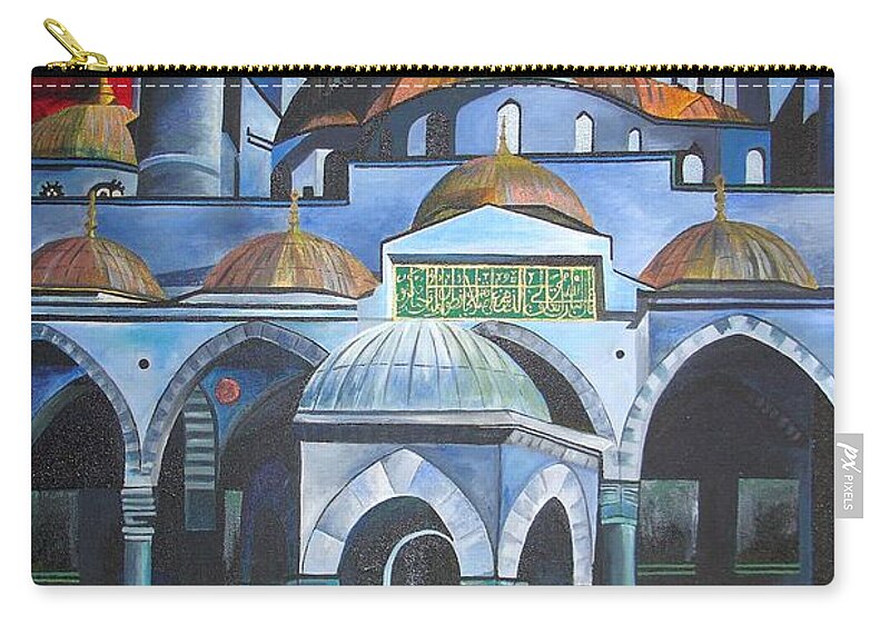 Turkey Zip Pouch featuring the painting Sultan Ahmed Mosque Istanbul by Taiche Acrylic Art