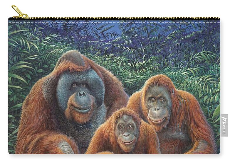 Orangutan Zip Pouch featuring the painting Sumatra Orangutans by Hans Droog