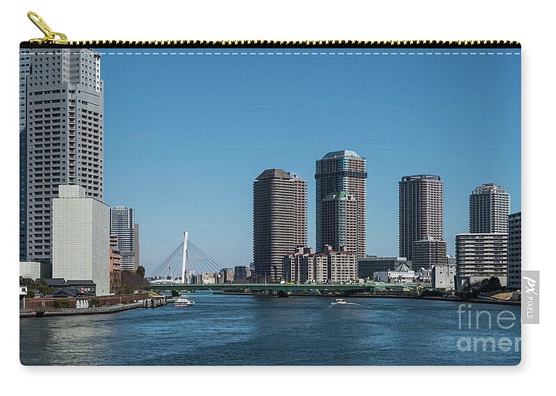 River Zip Pouch featuring the photograph Sumida River High Rise, Tokyo Japan 2 by Perry Rodriguez