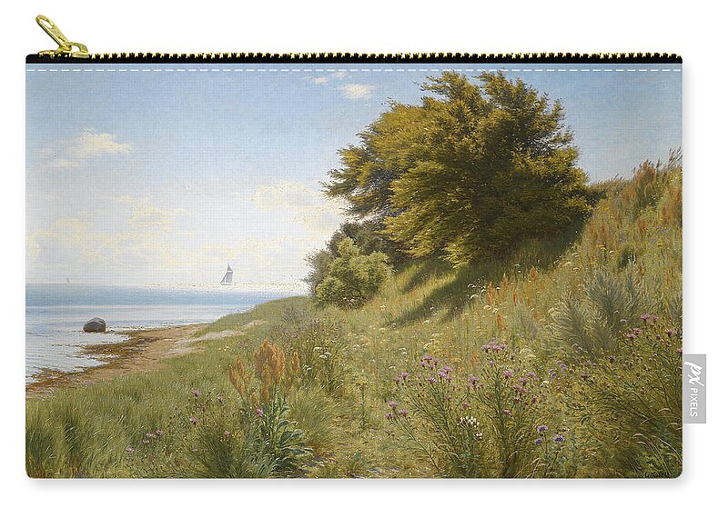 19th Century Art Zip Pouch featuring the painting Summer day at the sea by Ludvig Kabell