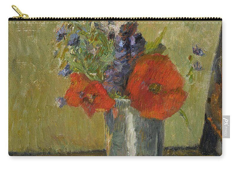 Paul Gauguin Zip Pouch featuring the painting Summer Flowers in a Cup by Paul Gauguin