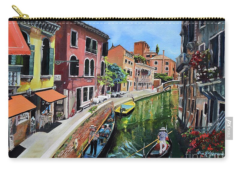Venice Zip Pouch featuring the painting Summer in Venice - Venezia - Dreaming of Italy by Jan Dappen