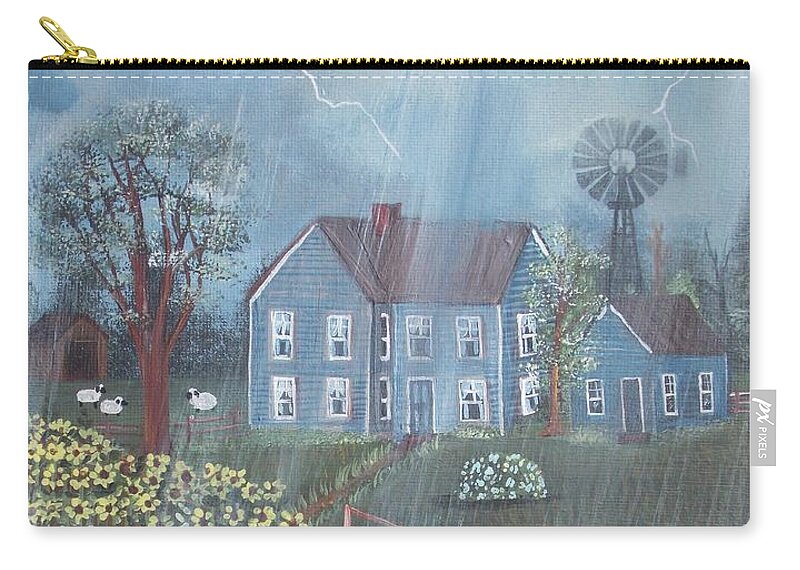 Farm Zip Pouch featuring the painting Summer Rain by Virginia Coyle