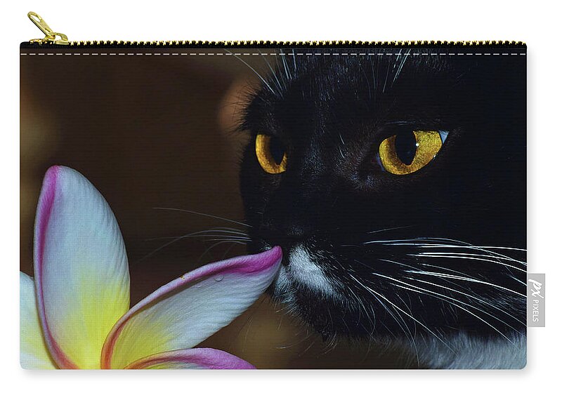 Photograph Zip Pouch featuring the photograph Summer Sniffing Plumaria by Larah McElroy