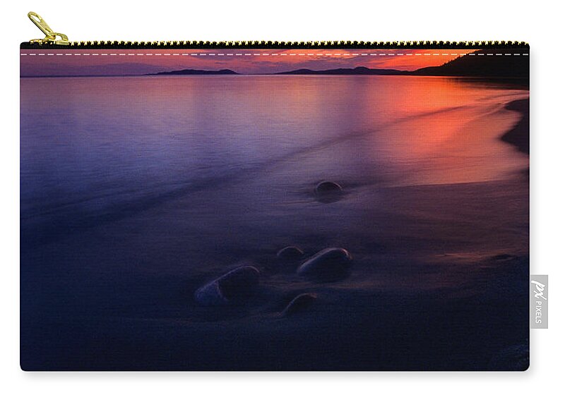 Lake Superior Zip Pouch featuring the photograph Summer Sunset    by Doug Gibbons