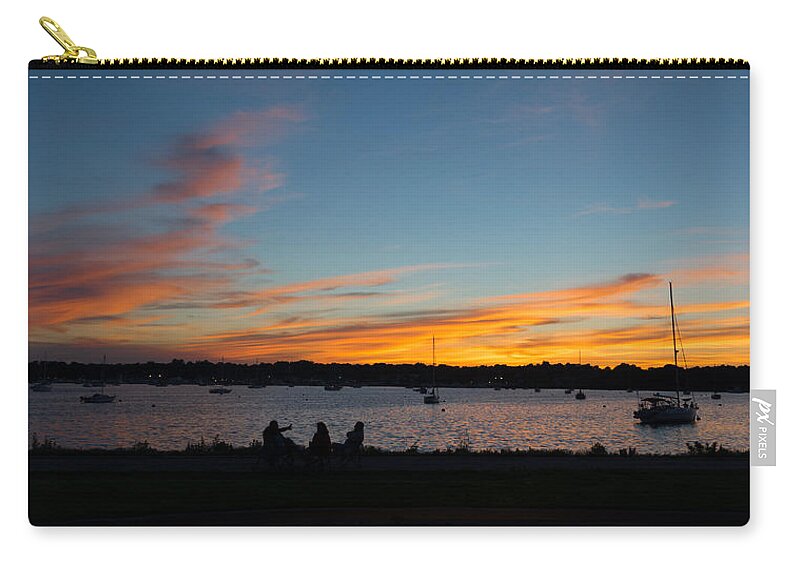Sunset Landscape At The Beach With Friend Zip Pouch featuring the photograph Summer sunset with friends by Kenneth Cole