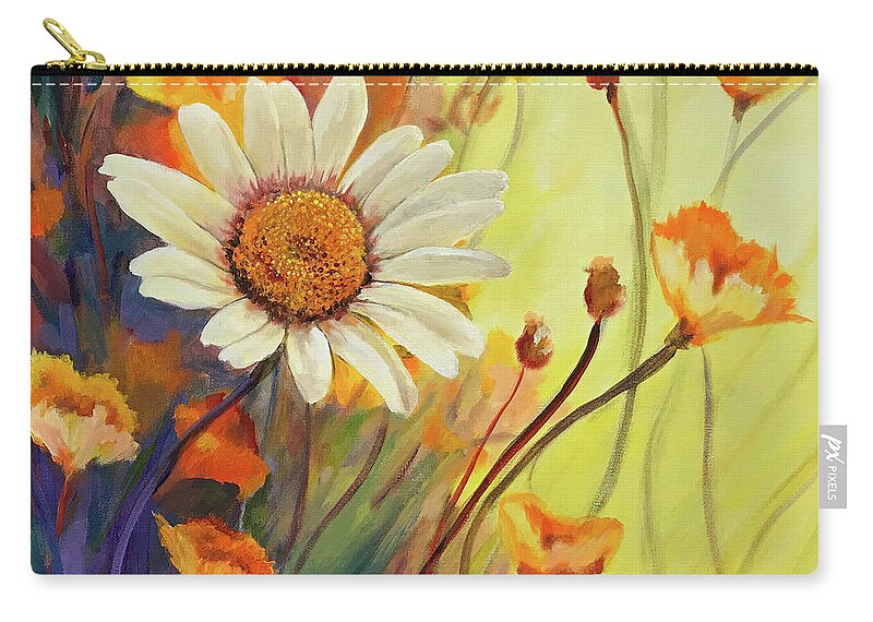 Flowers Zip Pouch featuring the painting Summer Wild Flowers by Alan Lakin