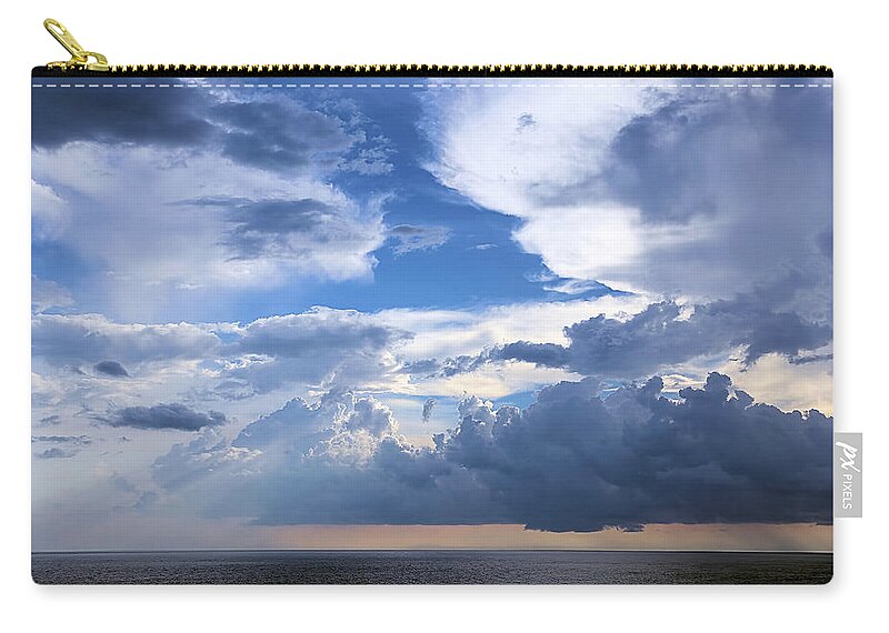Gulf Of Mexico Zip Pouch featuring the photograph Sun and Rain Over The Gulf by Theresa Campbell