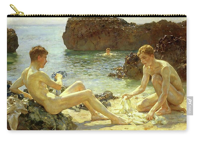 Henry Scott Tuke Carry-all Pouch featuring the painting Sun Bathers by Henry Scott Tuke