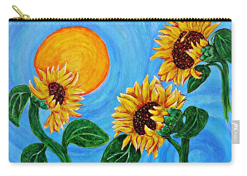 Sunflower Zip Pouch featuring the painting Sun Dance by Sarah Loft