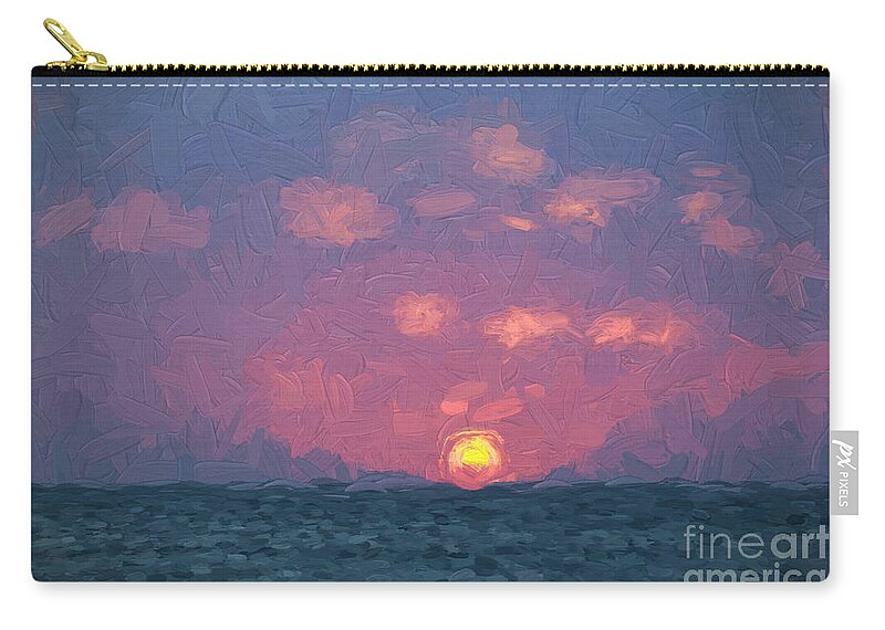 Seascape Zip Pouch featuring the photograph Sun Down by David Letts