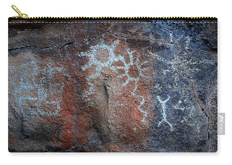 Petroglyphs Zip Pouch featuring the photograph Sun Flower Meteors by Glory Ann Penington