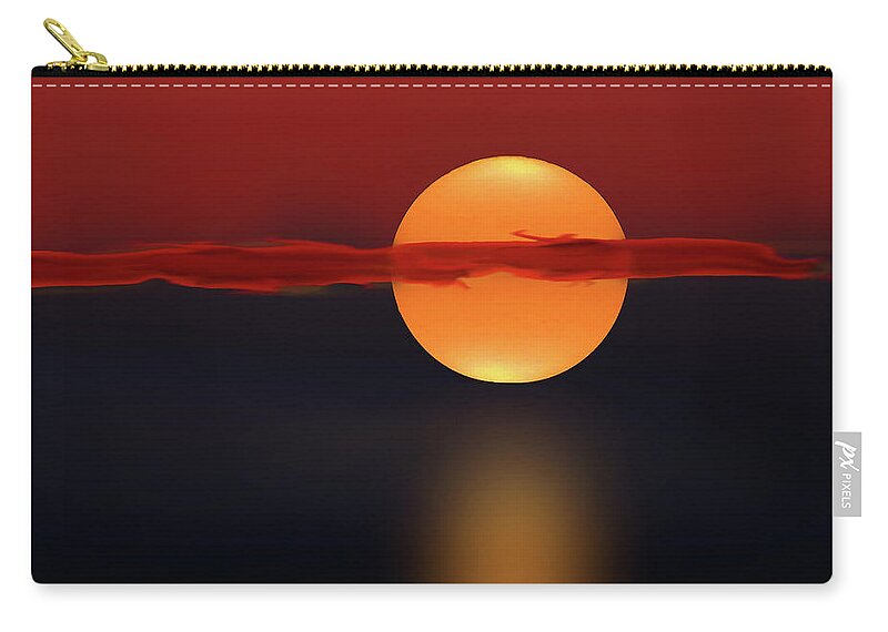 Abstract Zip Pouch featuring the digital art Sun on Red and Blue by Deborah Smith