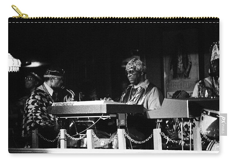 Jazz Zip Pouch featuring the photograph Sun Ra Arkestra at the Red Garter 1970 NYC 31 by Lee Santa