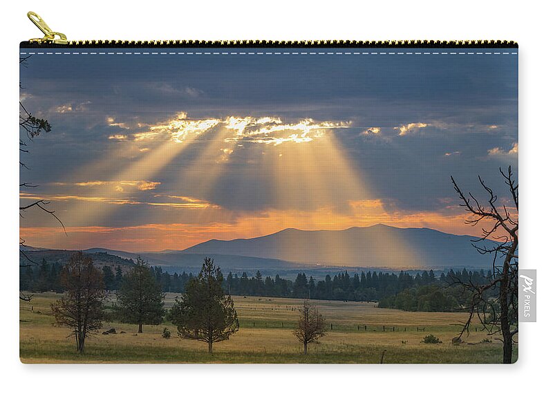 Landscape Zip Pouch featuring the photograph Sun Rays In the Valley by Randy Robbins