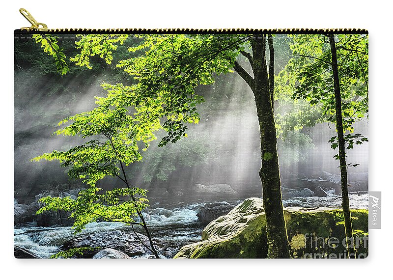 Williams River Zip Pouch featuring the photograph Sun Rays on Williams River by Thomas R Fletcher
