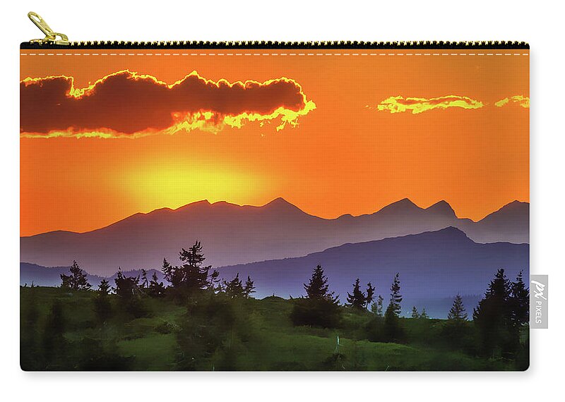  Zip Pouch featuring the painting Sun Rising by Harry Warrick