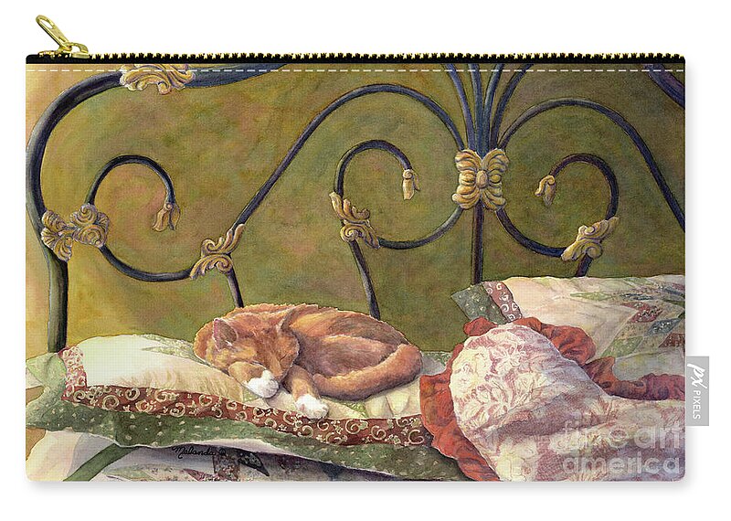 Cat Zip Pouch featuring the painting Sunbeam Dreamin by Malanda Warner