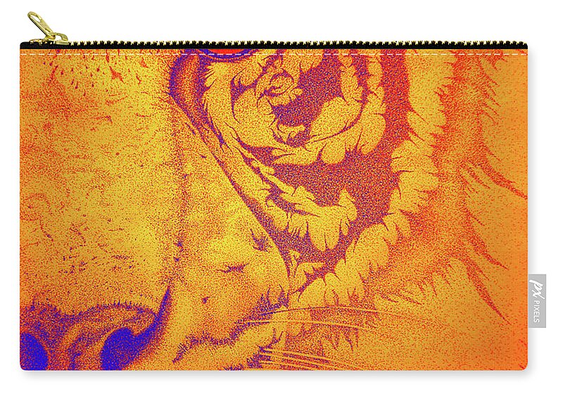  Tigers Digital Art Zip Pouch featuring the drawing Sunburst tiger by Mayhem Mediums
