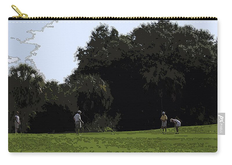 Golf Zip Pouch featuring the photograph Sunday Morning Foursome by James Rentz