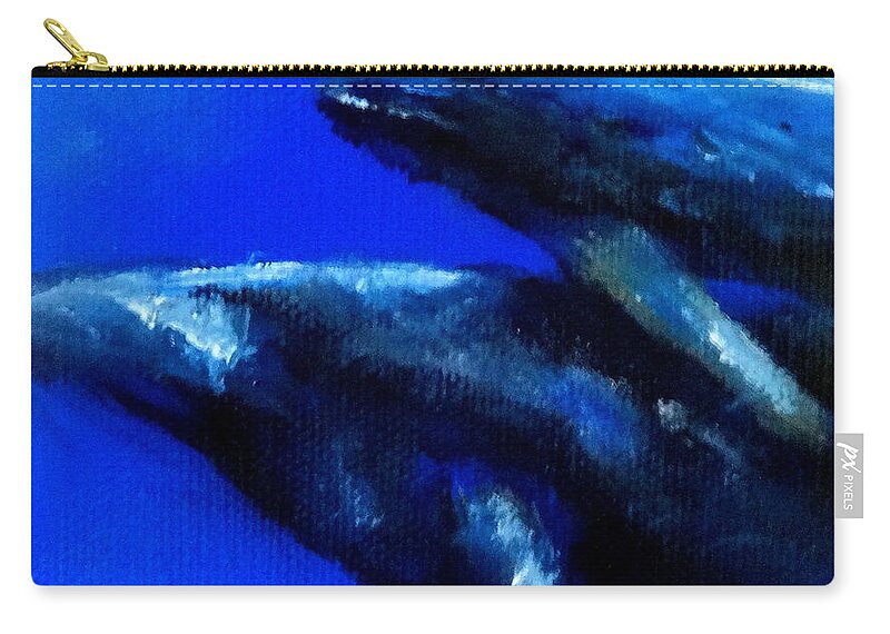 Whales Zip Pouch featuring the painting Sunday Swim by Fred Wilson