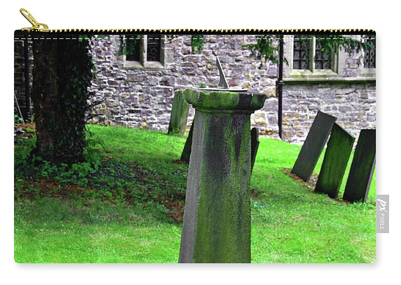 Europe Zip Pouch featuring the photograph Sundial in St Leonard's Churchyard, Thorpe by Rod Johnson