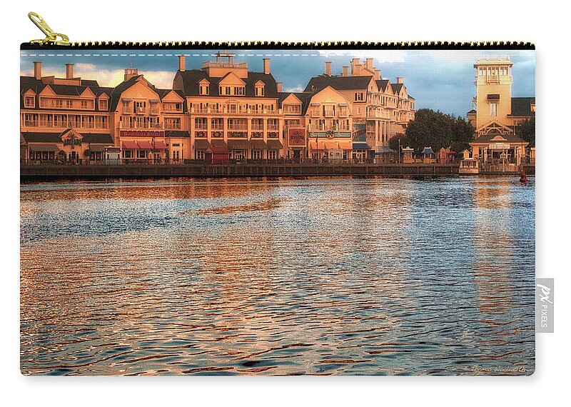 Boardwalk Zip Pouch featuring the photograph Sundown On The Boardwalk Walt Disney World by Thomas Woolworth