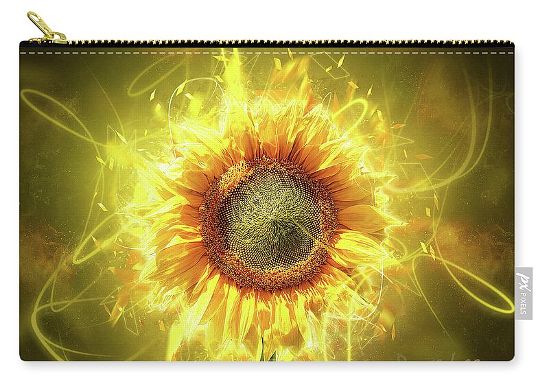Sunflower Zip Pouch featuring the digital art Sunflower Awakening by Dave Lee