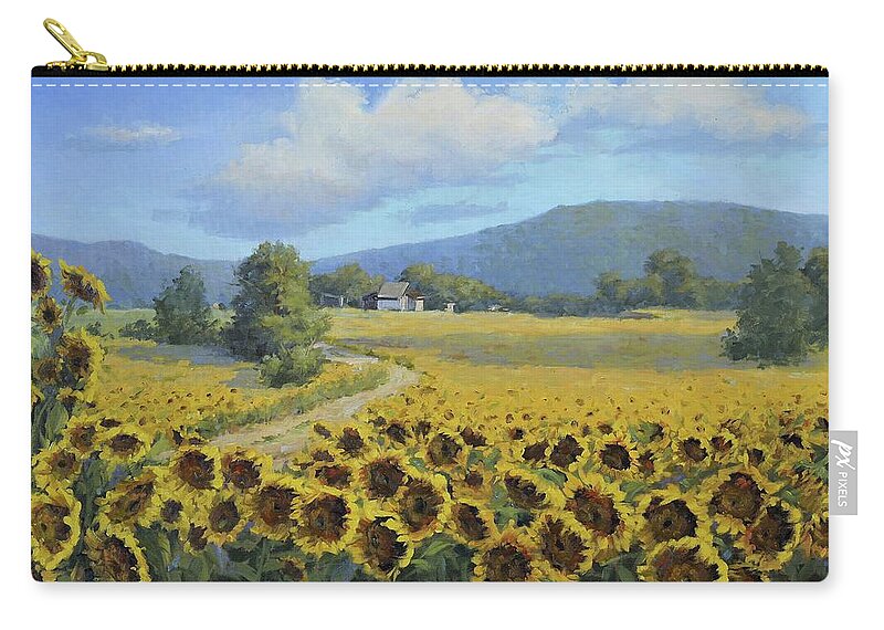 Sunflower Zip Pouch featuring the painting Sunflower Fields by Viktoria K Majestic
