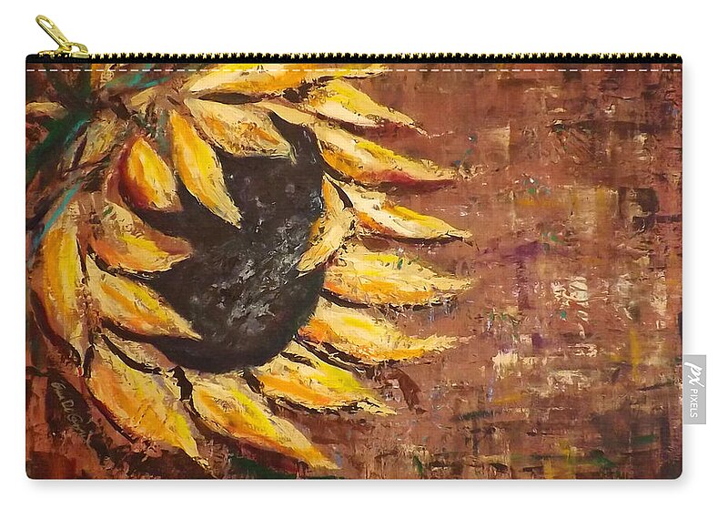 Flower Zip Pouch featuring the painting Sunflower by Gina De Gorna