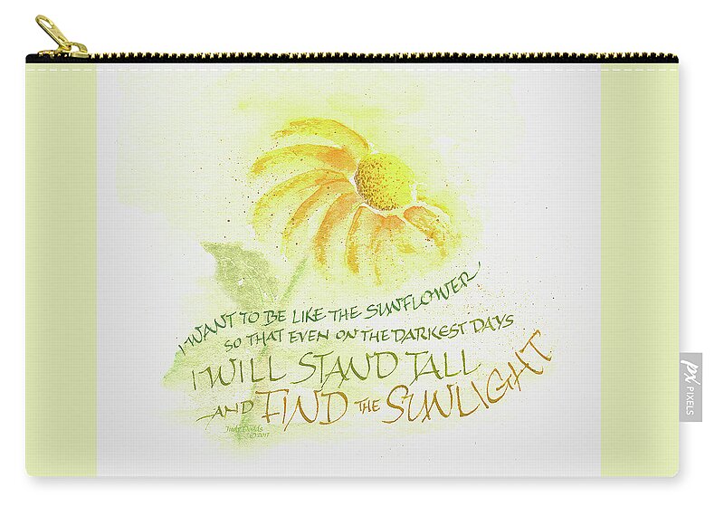 Sunflower Zip Pouch featuring the painting Sunflower by Judy Dodds
