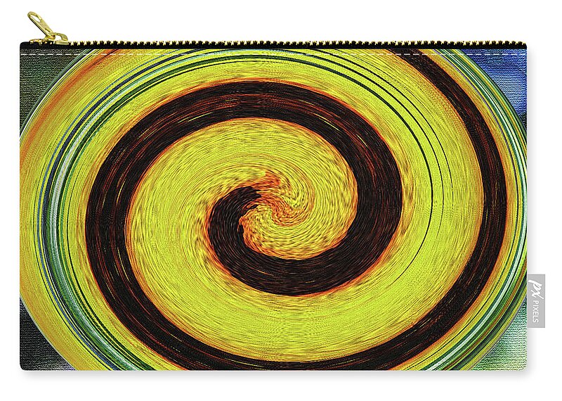 Sunflower Round Up Abstract Zip Pouch featuring the digital art Sunflower Round Up Abstract by Tom Janca