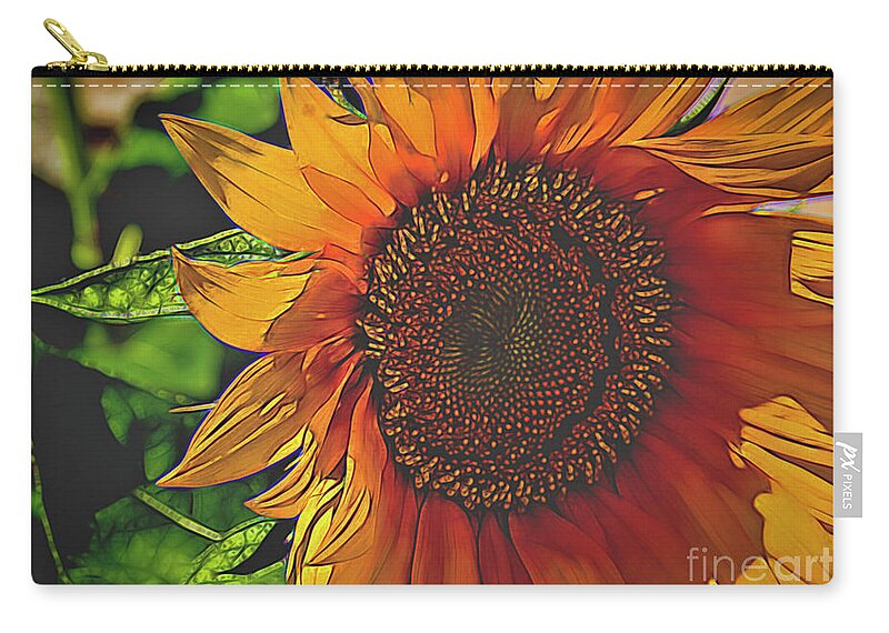 Nature Zip Pouch featuring the painting Sunflower Shadows by Janice Pariza