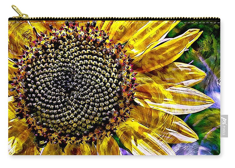 Photography By Suzanne Stout Zip Pouch featuring the photograph Sunflower Study by Suzanne Stout