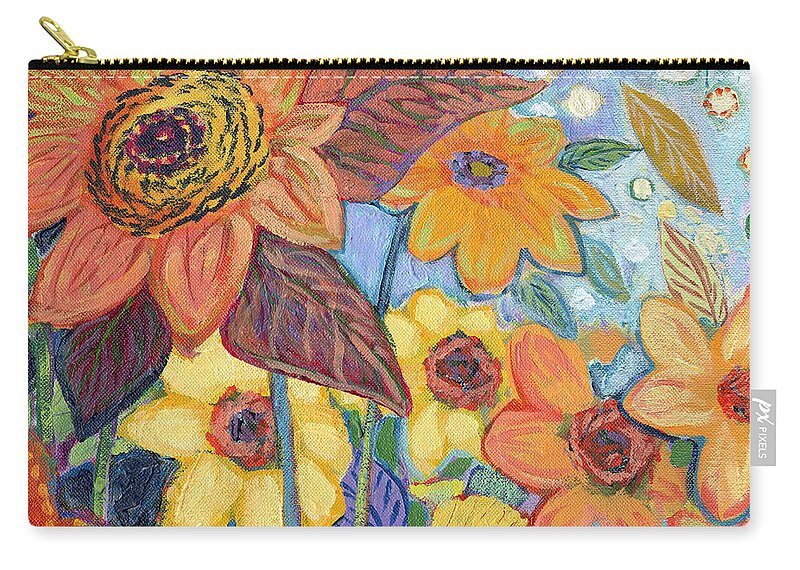 Sunflower Zip Pouch featuring the painting Sunflower Tropics Part 1 by Jennifer Lommers