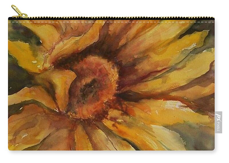 Sunflower Zip Pouch featuring the painting Sunflower by Virginia Potter