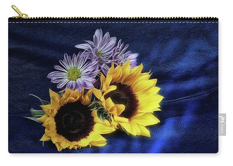 Annual Zip Pouch featuring the photograph Sunflowers and Daisies by Tom Mc Nemar