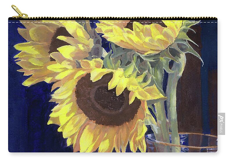 Sunflowers Zip Pouch featuring the painting Sunflowers and Light by Lynne Reichhart