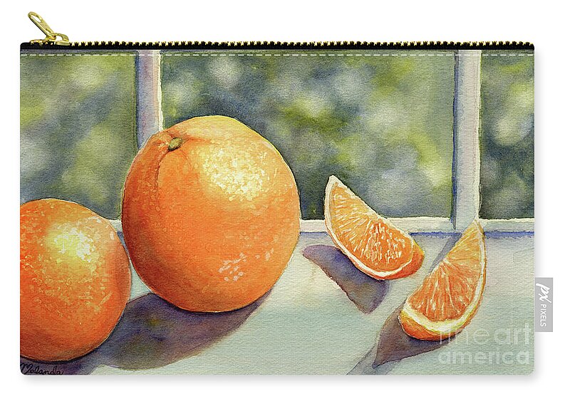 Oranges Zip Pouch featuring the painting Sunkissed Oranges by Malanda Warner