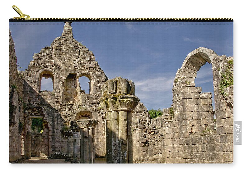 Reformation Zip Pouch featuring the photograph Sunny Abbey Ruins by Elena Perelman