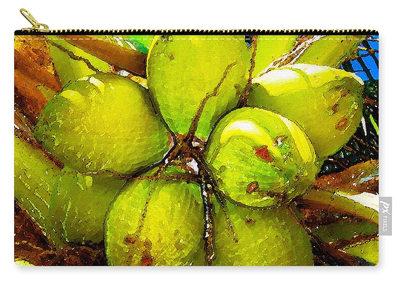 Coconuts Zip Pouch featuring the painting Sunny Coconuts by David Lee Thompson